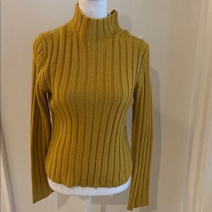One Step Up Knitwear Ribbed Mustard Yellow long sleeve sweater- size Medium